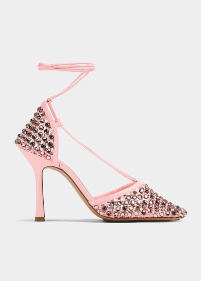 Shop Bottega Veneta Sparkle Stretch High-heel Sandals In 6843 Camellia