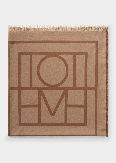 Shop Totême Monogram Cashmere-blend Scarf In Camel Monogram
