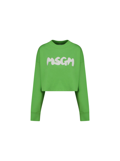 Shop Msgm Women's Green Other Materials Sweatshirt