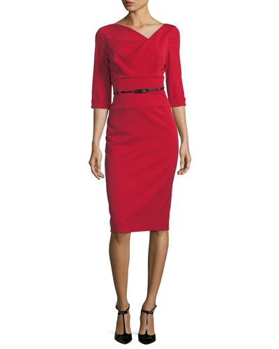 Shop Black Halo Jackie 3/4-sleeve Sheath Dress In Red