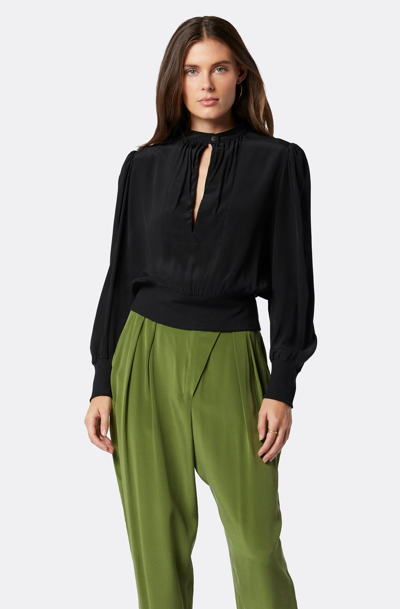 Shop Joie Lyanes Long Sleeve Silk Top In Black