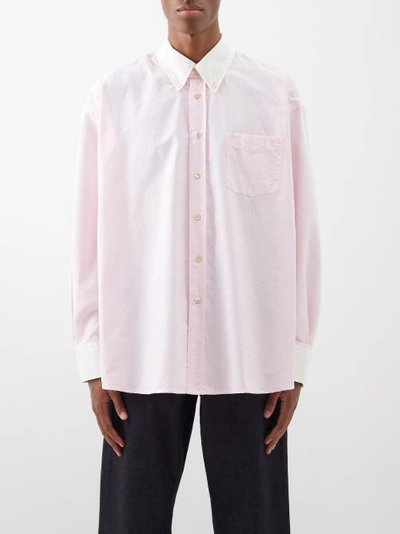 Borrowed Oversized Cotton Shirt In Brat Pink Oxford