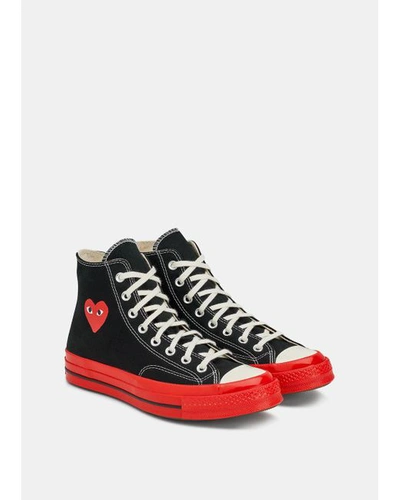 Shop Comme Des Garçons Play Comme Des Garcons Play X Converse Red Sole High Top In 1 Black Red