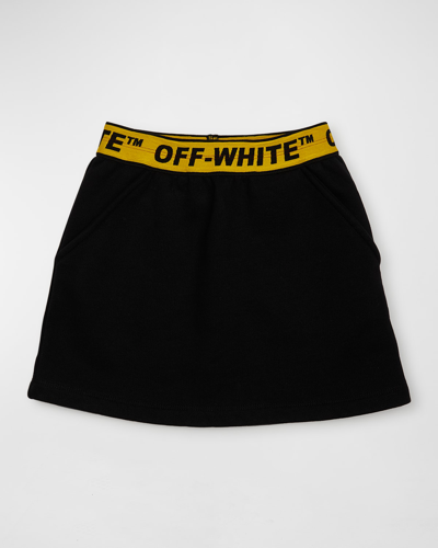 Shop Off-white Girl's Logo-print Mini Skirt In Black Yellow