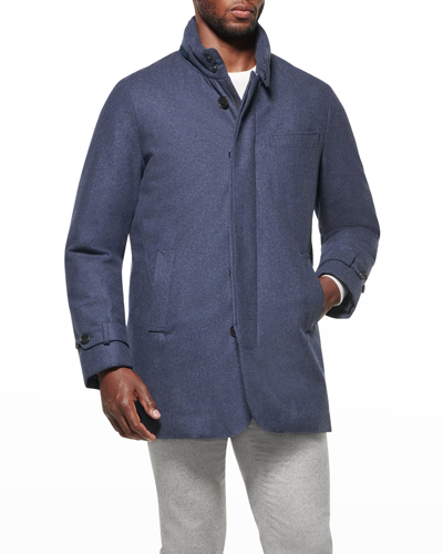 Shop Norwegian Wool Men's Melange Cashmere Car Coat In Blue Melange