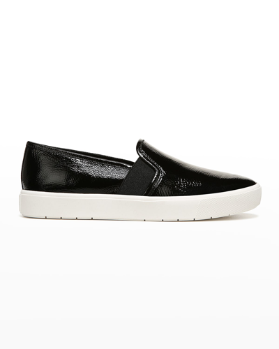 Shop Vince Blair Leather Slip-on Sneakers In Black