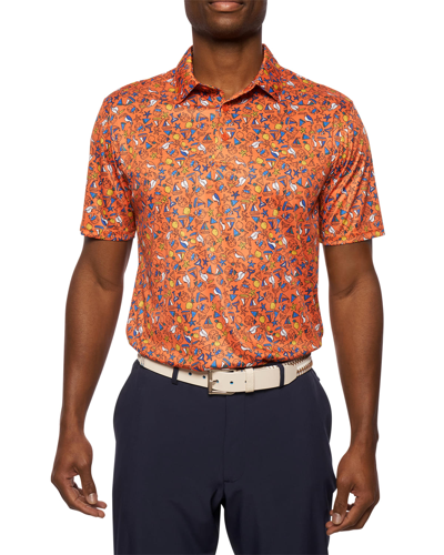 Shop Robert Graham Men's Tropical Dream Performance Polo Shirt In Orange