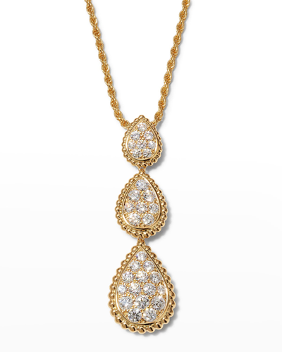 Shop Boucheron Yellow Gold Serpent Boheme Diamond 3-motif Medium, Small And Extra-small Pendant Necklace