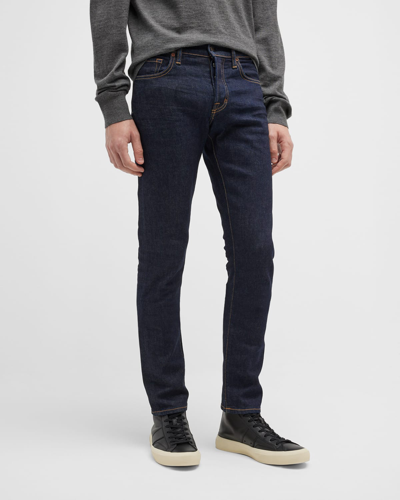 Shop Tom Ford Men's Slim Fit Stretch-denim Jeans In Medium Blue Solid