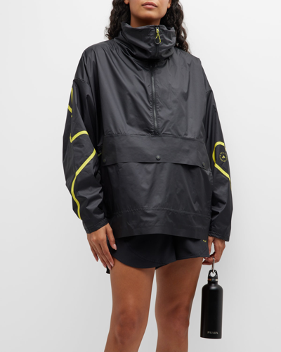 Shop Adidas By Stella Mccartney Truepace Half-zip Jacket In Black Shock Yello