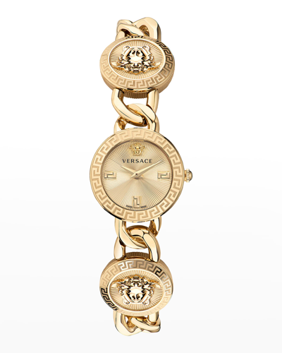 Versace Women's Stud Icon Gold Ion Plated Bracelet Watch 26mm In Yellow Gold