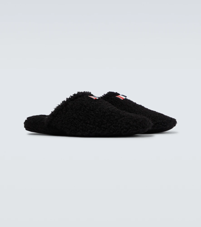Shop Thom Browne Shearling Slippers In Black
