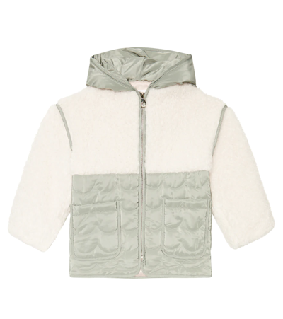 Shop Chloé Kids Faux Fur-paneled Hooded Jacket In Multicoloured