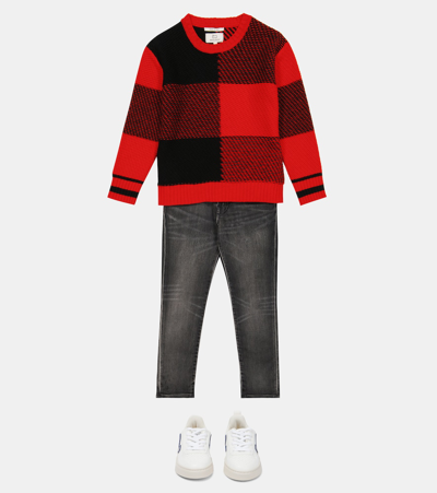 Shop Woolrich Checked Wool-blend Sweater In Red Bufalo