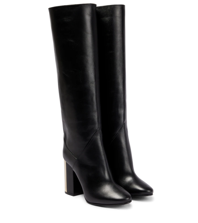 Shop Jimmy Choo Rydea 100 Leather Knee-high Boots In Black