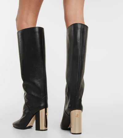 Shop Jimmy Choo Rydea 100 Leather Knee-high Boots In Black