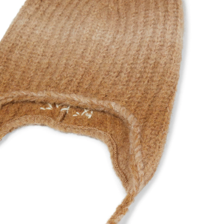 Shop Alanui Ice Caves Ribbed-knit Hat In Beige Camel