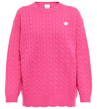 Shop Patou Cable-knit Wool Sweater In Fuschia