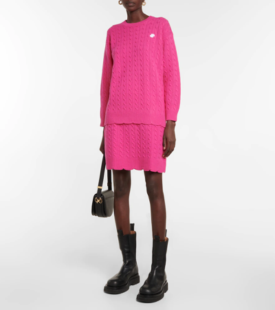 Patou Cable-knit Merino Wool Mini Skirt In Fuschia