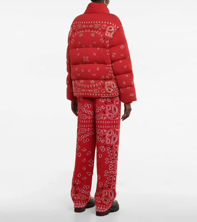 Shop Alanui Bandana Jacquard Puffer Jacket In Red Multi