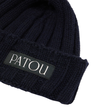 Shop Patou Ribbed-knit Wool And Cashmere Beanie In Navy