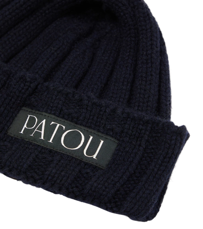 Patou Ribbed-knit Wool And Cashmere Beanie In Navy