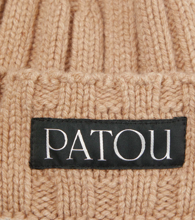 Shop Patou Ribbed-knit Wool And Cashmere Beanie In Biscuit
