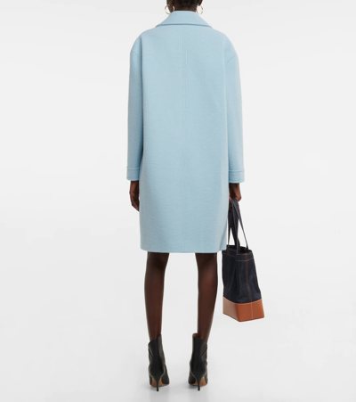 Shop Apc Nina Wool Coat In Bleu Clair