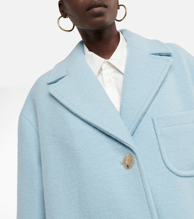 Shop Apc Nina Wool Coat In Bleu Clair