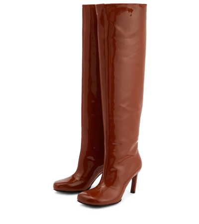 Shop Dries Van Noten Patent Leather Knee-high Boots In Rust