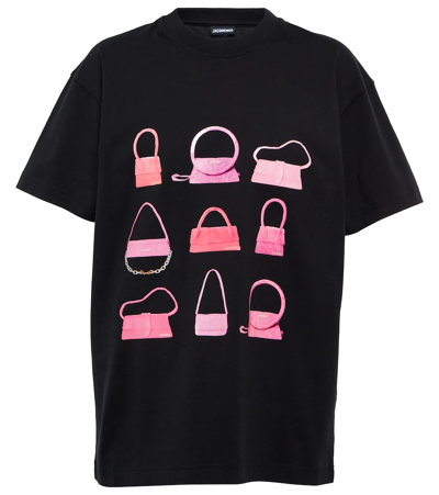 Shop Jacquemus Le T-shirt Sacs Printed T-shirt In Print Multi Bag Black