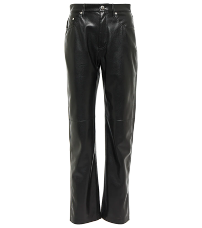 Shop Nanushka Vinni Faux Leather Straight Pants In Black