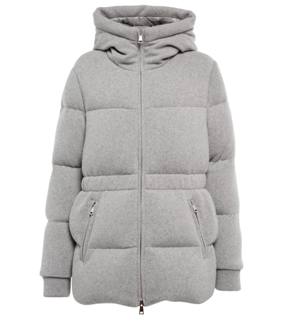 Shop Moncler Daval Cashmere And Wool Down Jacket In Grey