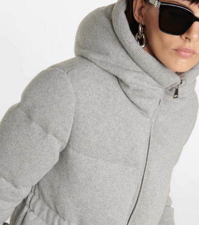 Shop Moncler Daval Cashmere And Wool Down Jacket In Grey