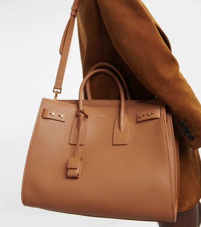 Saint Laurent Sac De Jour Medium Leather Tote Bag In Cinnamon
