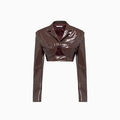 Shop Alessandro Vigilante Cropped Blazer In Choco