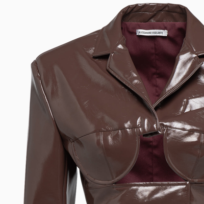 Shop Alessandro Vigilante Cropped Blazer In Choco