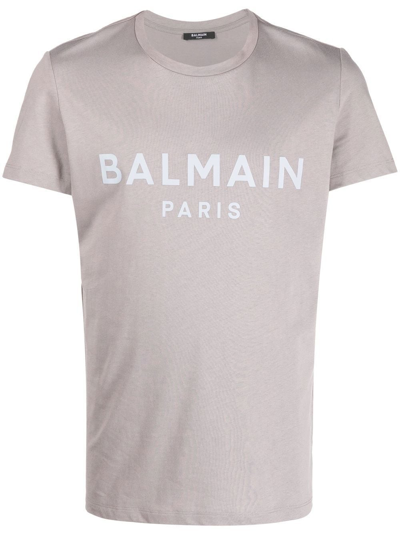 Shop Balmain Logo-print T-shirt In Grau