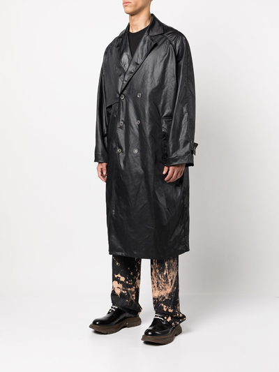 Shop Song For The Mute Men Long Trench Coat In Black