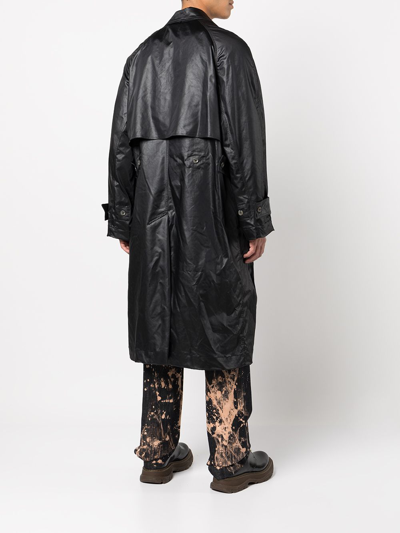 Shop Song For The Mute Men Long Trench Coat In Black