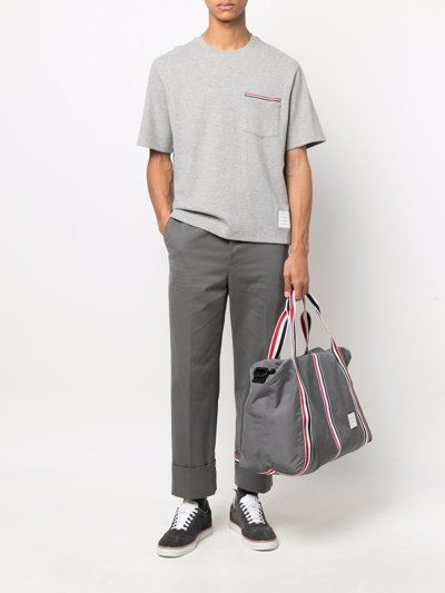 Shop Thom Browne Men Oversized Short Sleeve Pocket Tee In Milano Cotton In 055 Light Grey