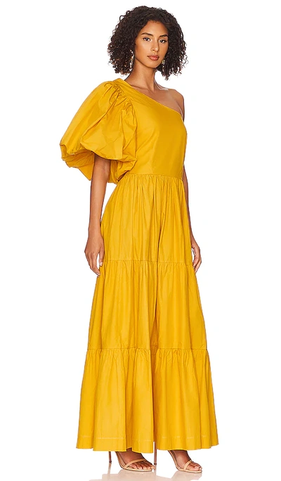 One Shoulder Puff Sleeve Maxi Dress In Carnation