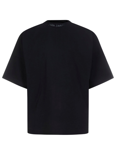 Palm Angels Glitter Logo T-shirt In Black | ModeSens