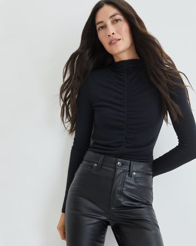 Shop Veronica Beard Theresa Ruched Turtleneck In Black