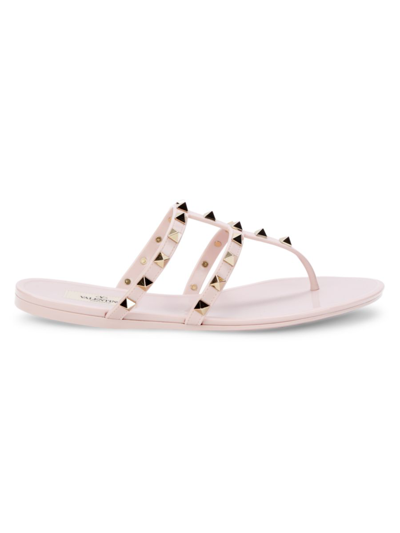 Shop Valentino Women's Rockstud Thong Toe Sandals In Water Rose