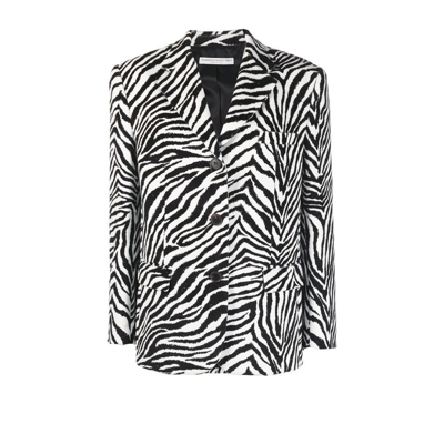 Shop Alessandra Rich Black Zebra Print Single-breasted Velvet Blazer