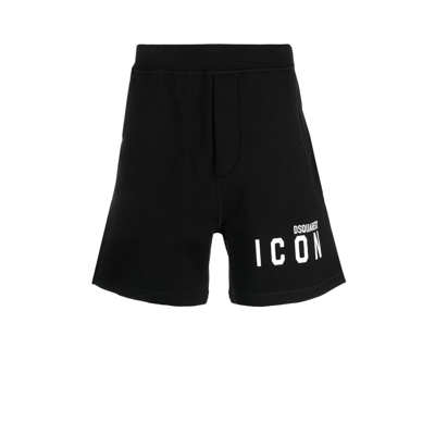 Shop Dsquared2 Black Logo Print Track Shorts