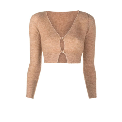 Shop Jacquemus Cropped-cardigan In Brown