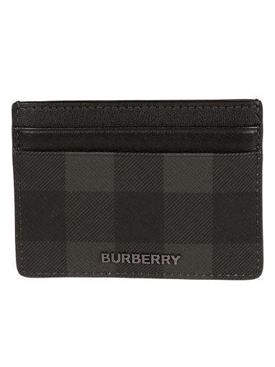 Shop Burberry Sandon Check Card Holder In Charcoal