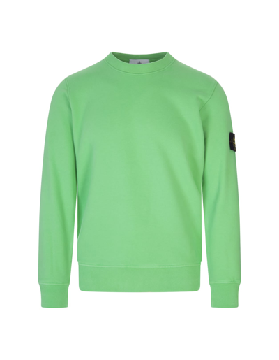 Stone Island Man Crew-neck Sweatshirt In Light Green Cotton In Verde Chiaro  | ModeSens